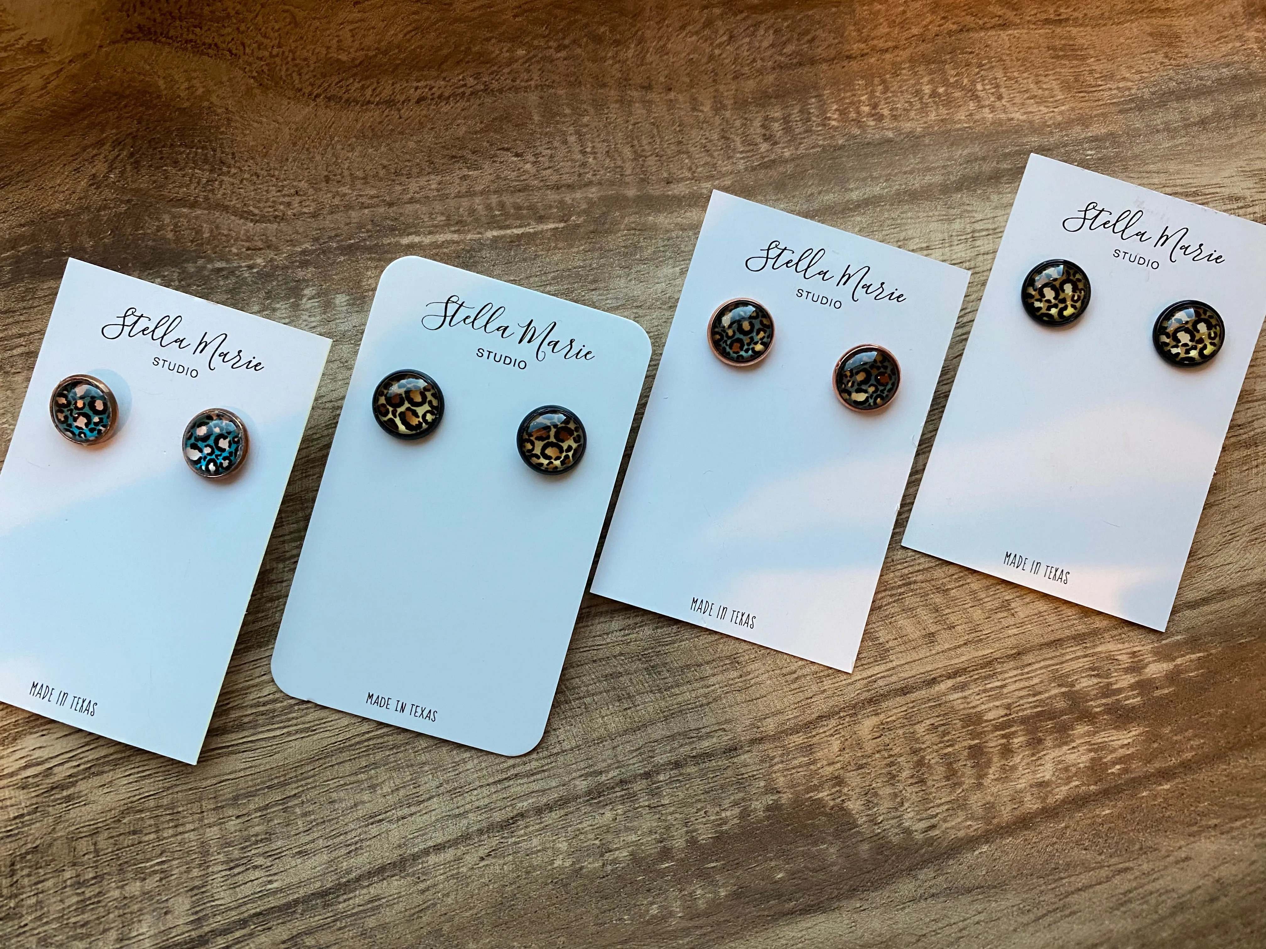 MULTIPLE OPTIONS: Metallic Leopard Print Studs
