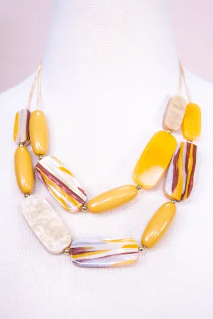 Mustard Resin Layered Necklace - NEK4352MU