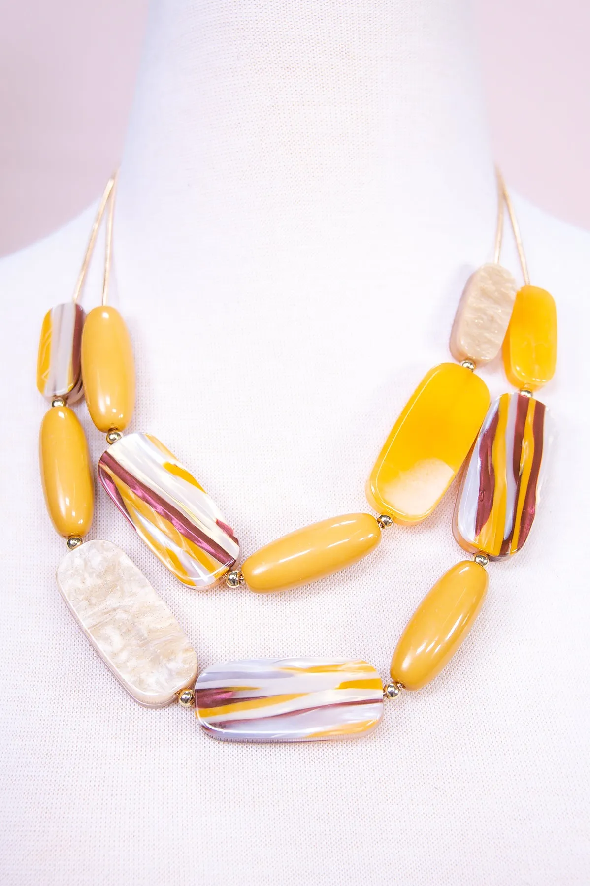 Mustard Resin Layered Necklace - NEK4352MU