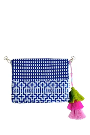 Navy Preppy Tile Citron Clutch