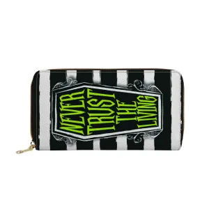 Never Trust The Living Coffin Zipper Purse Clutch Bag