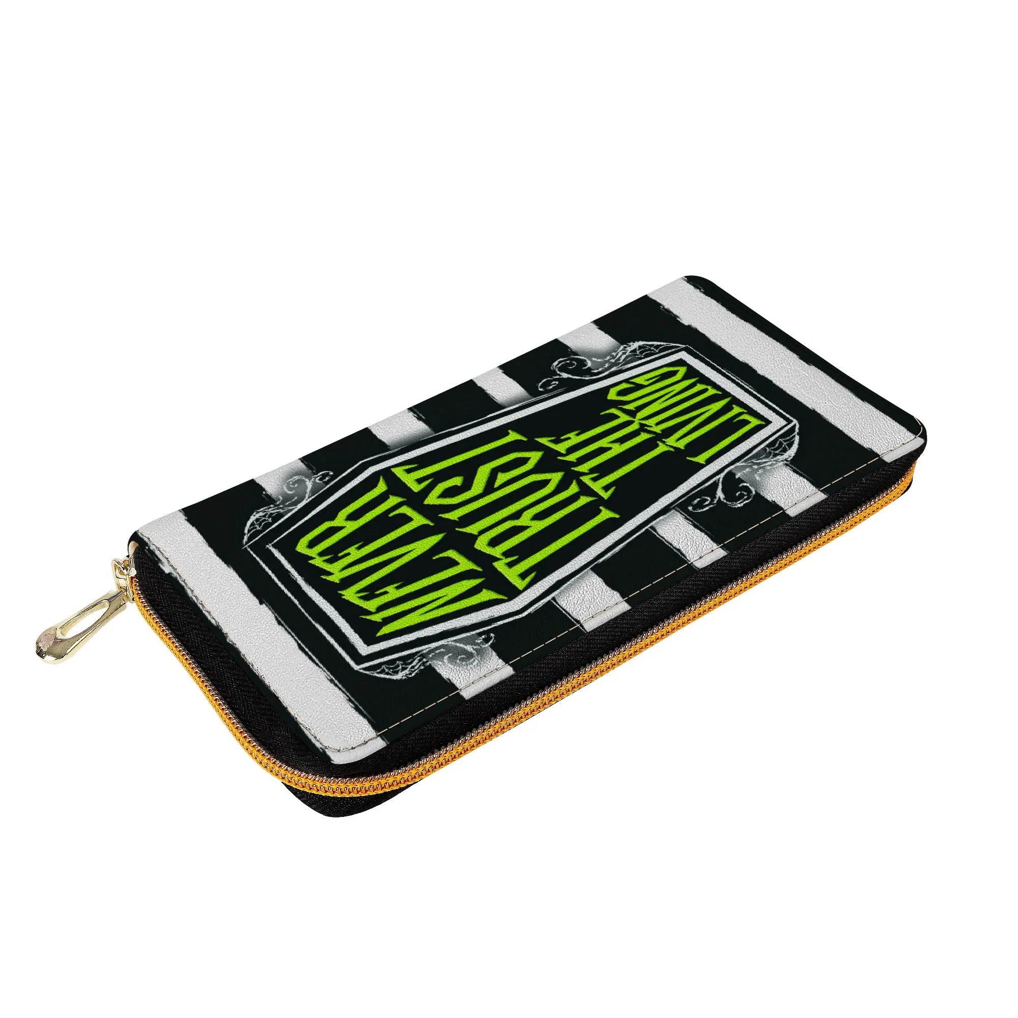 Never Trust The Living Coffin Zipper Purse Clutch Bag