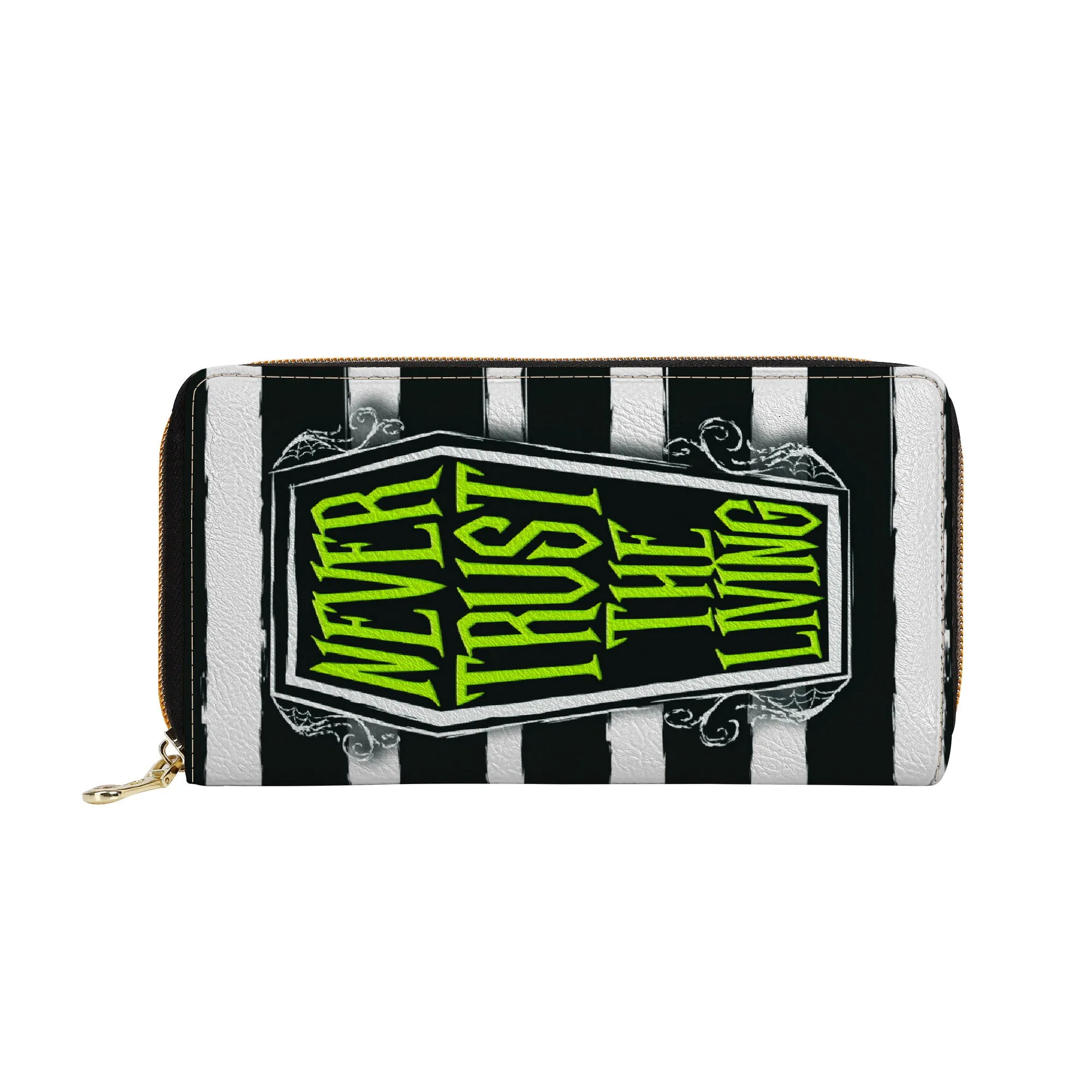 Never Trust The Living Coffin Zipper Purse Clutch Bag