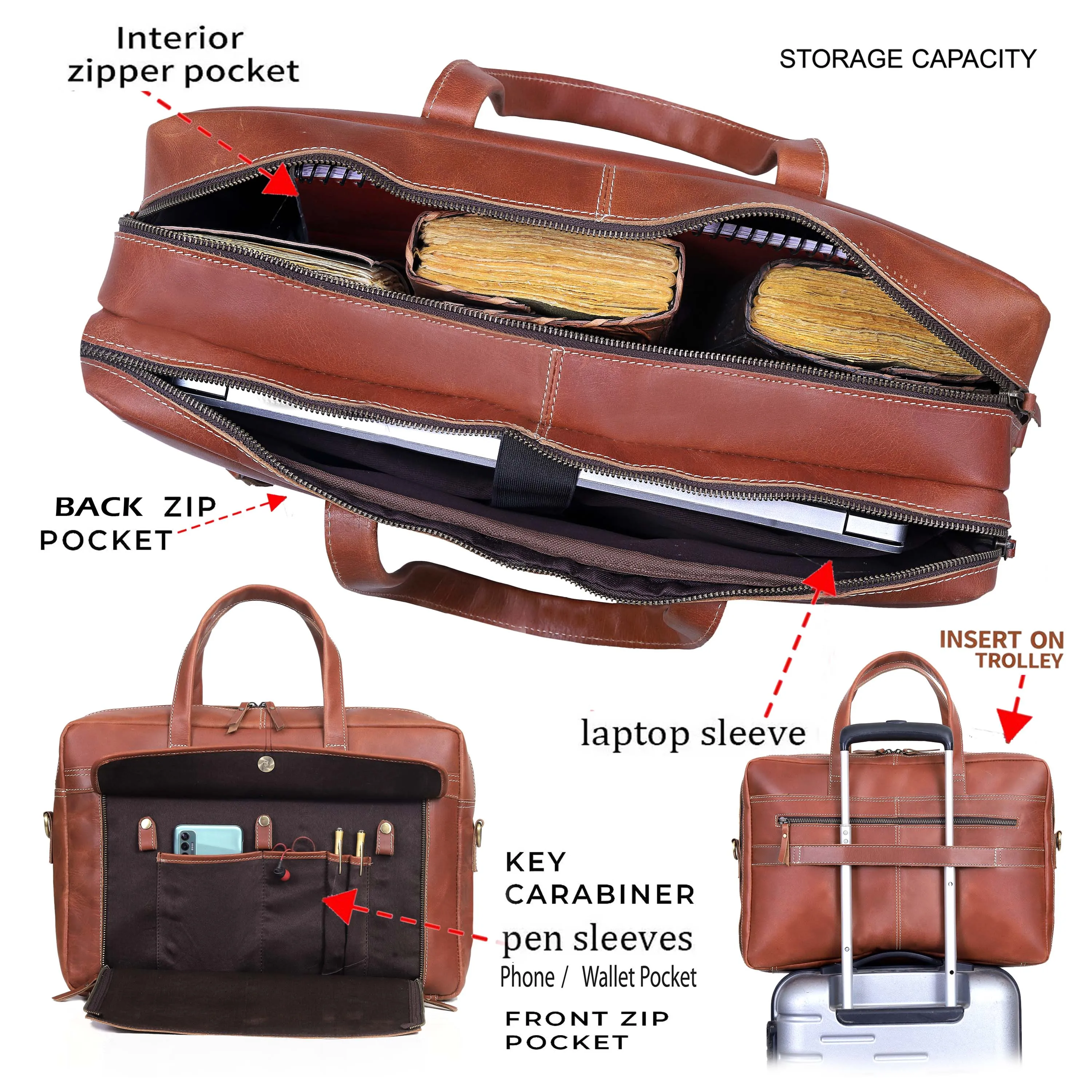 NEW YORK LEATHER BRIEFCASE BAG
