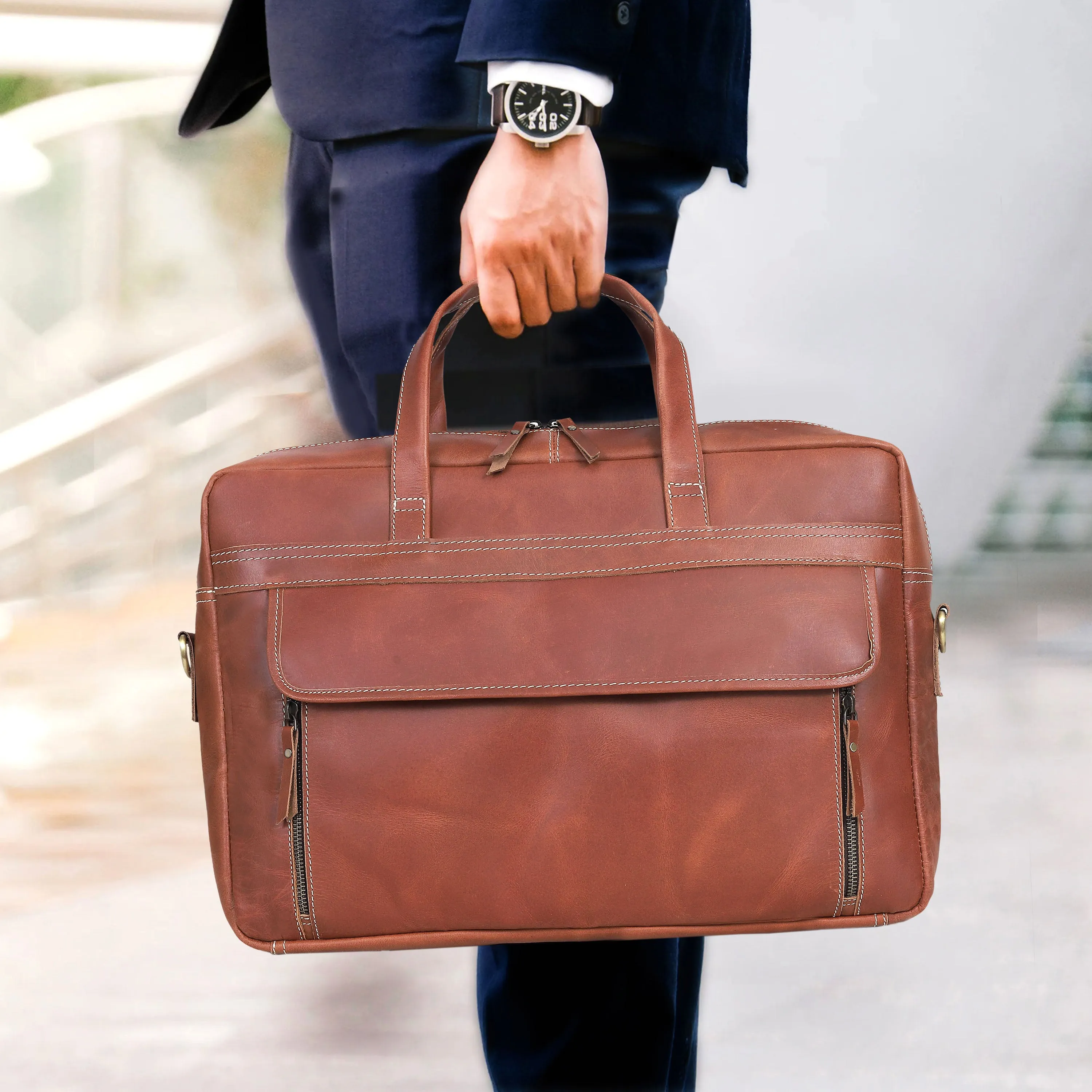 NEW YORK LEATHER BRIEFCASE BAG
