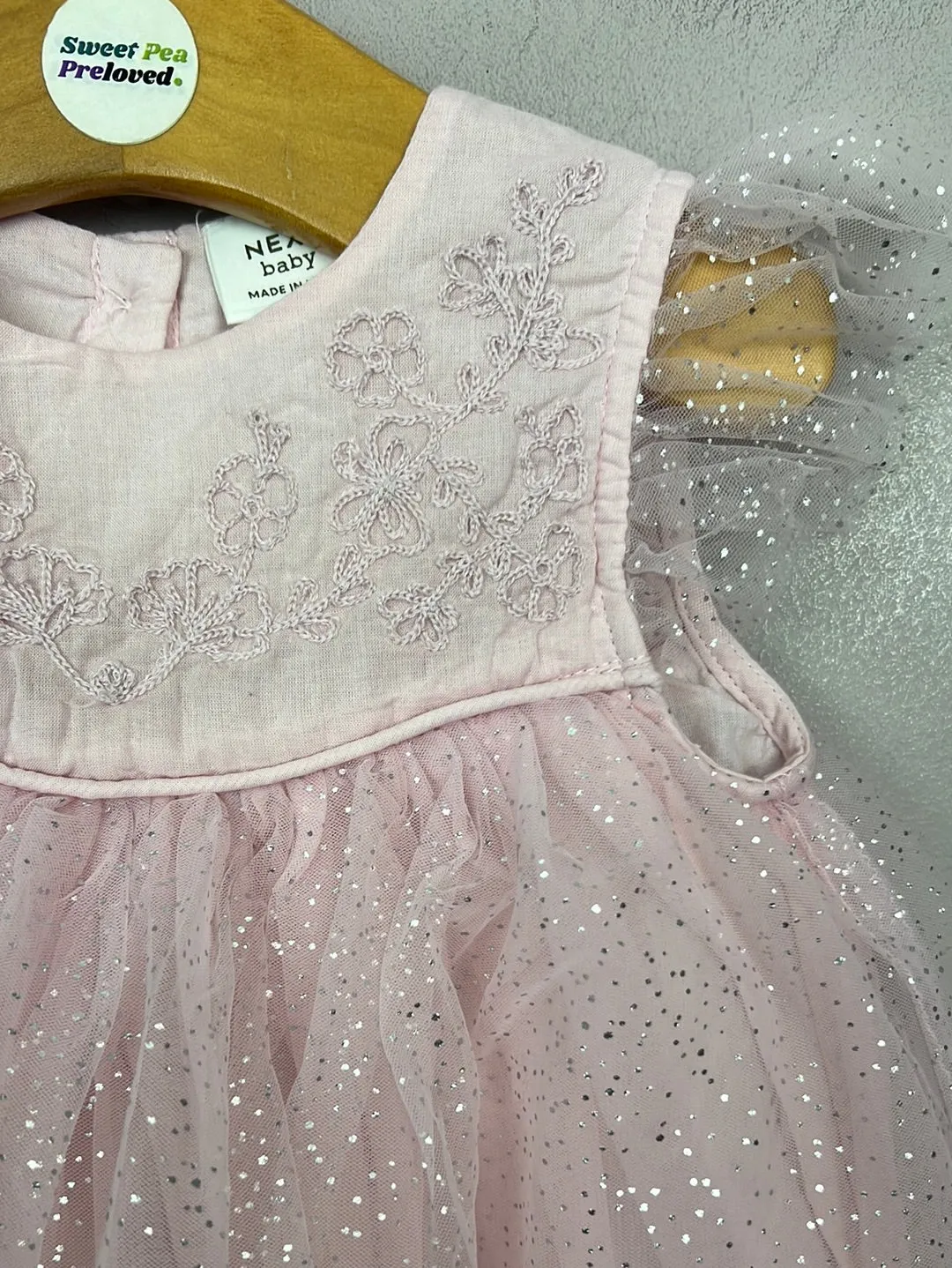 Next pink sparkle party dress 6-9m