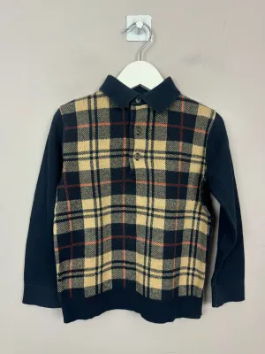 Next Tan Check Knit Polo 4y