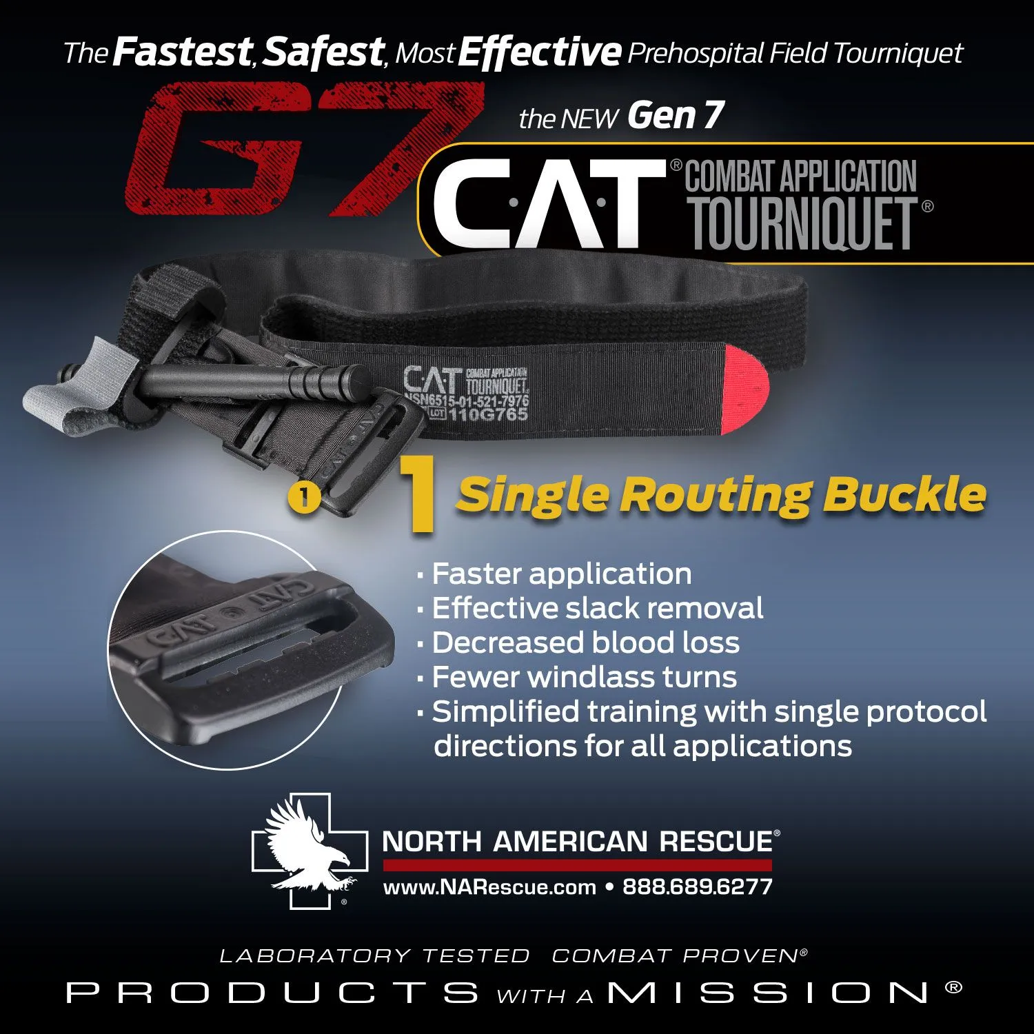 North American Rescue Combat Application Tourniquet Gen 7 CAT TQ