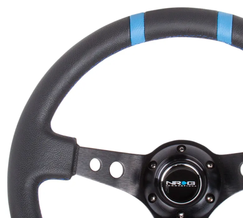 NRG RST-016R-BK 350mm Leather Reinforced Steering Wheel