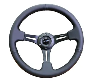 NRG RST-018R 350mm Black Leather Reinforced Steering Wheel