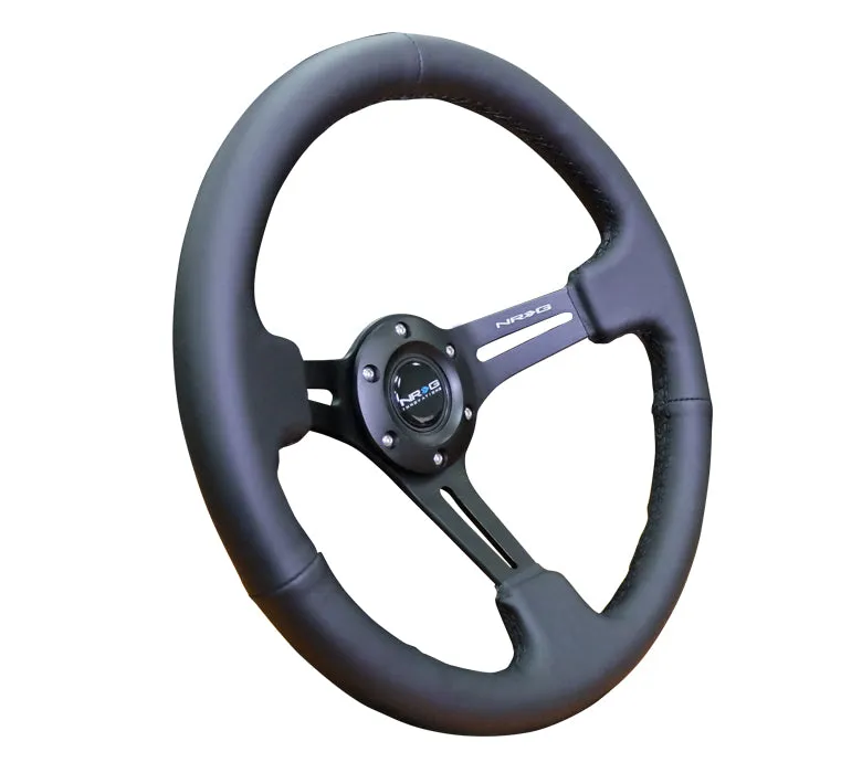 NRG RST-018R 350mm Black Leather Reinforced Steering Wheel