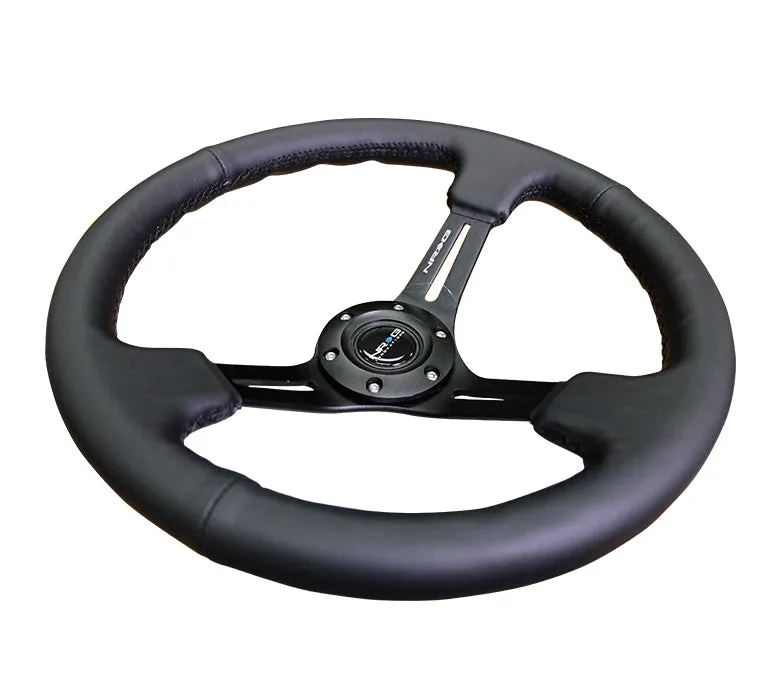 NRG RST-018R 350mm Black Leather Reinforced Steering Wheel