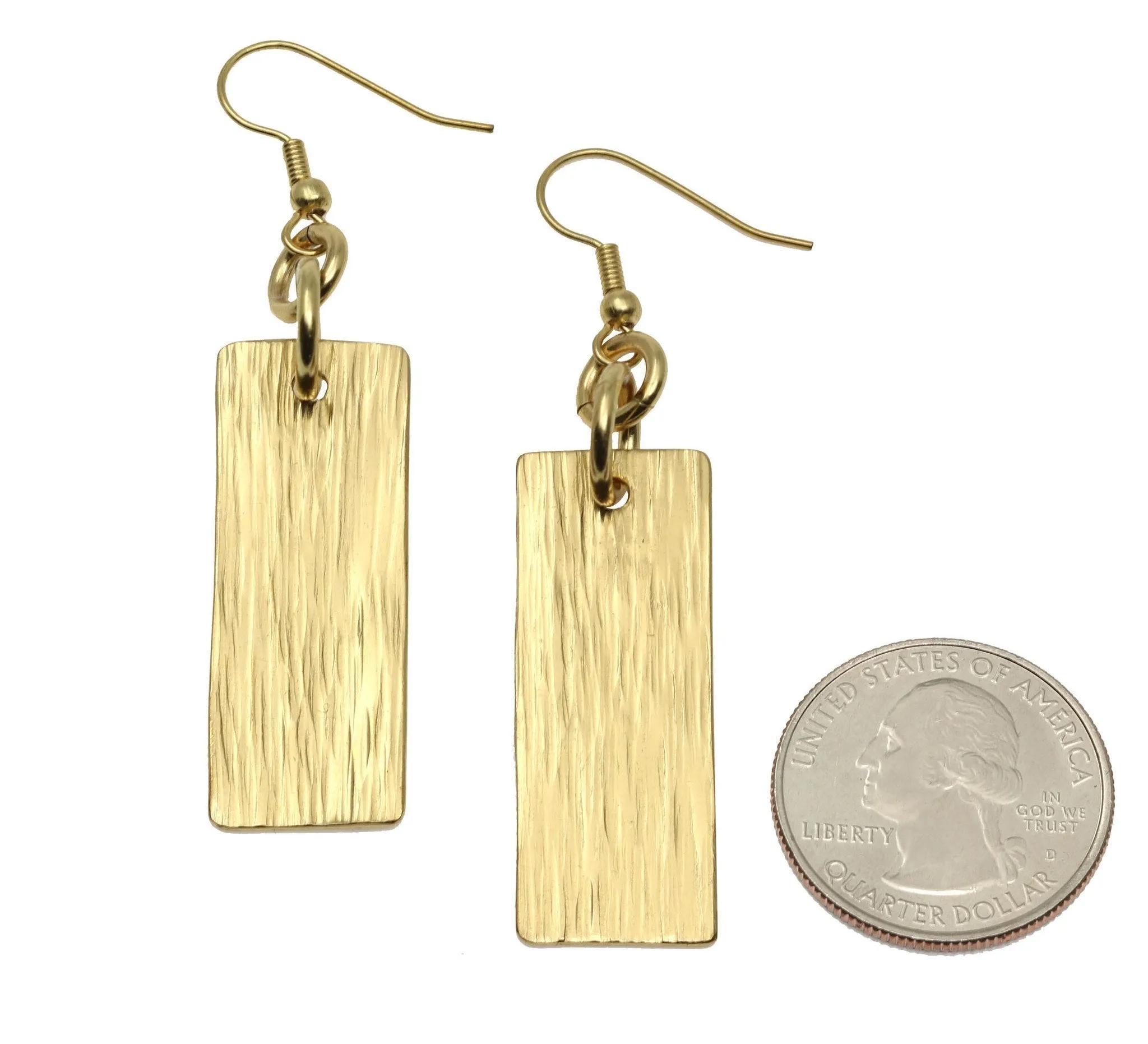 Nu Gold Brass Bark Drop Earrings