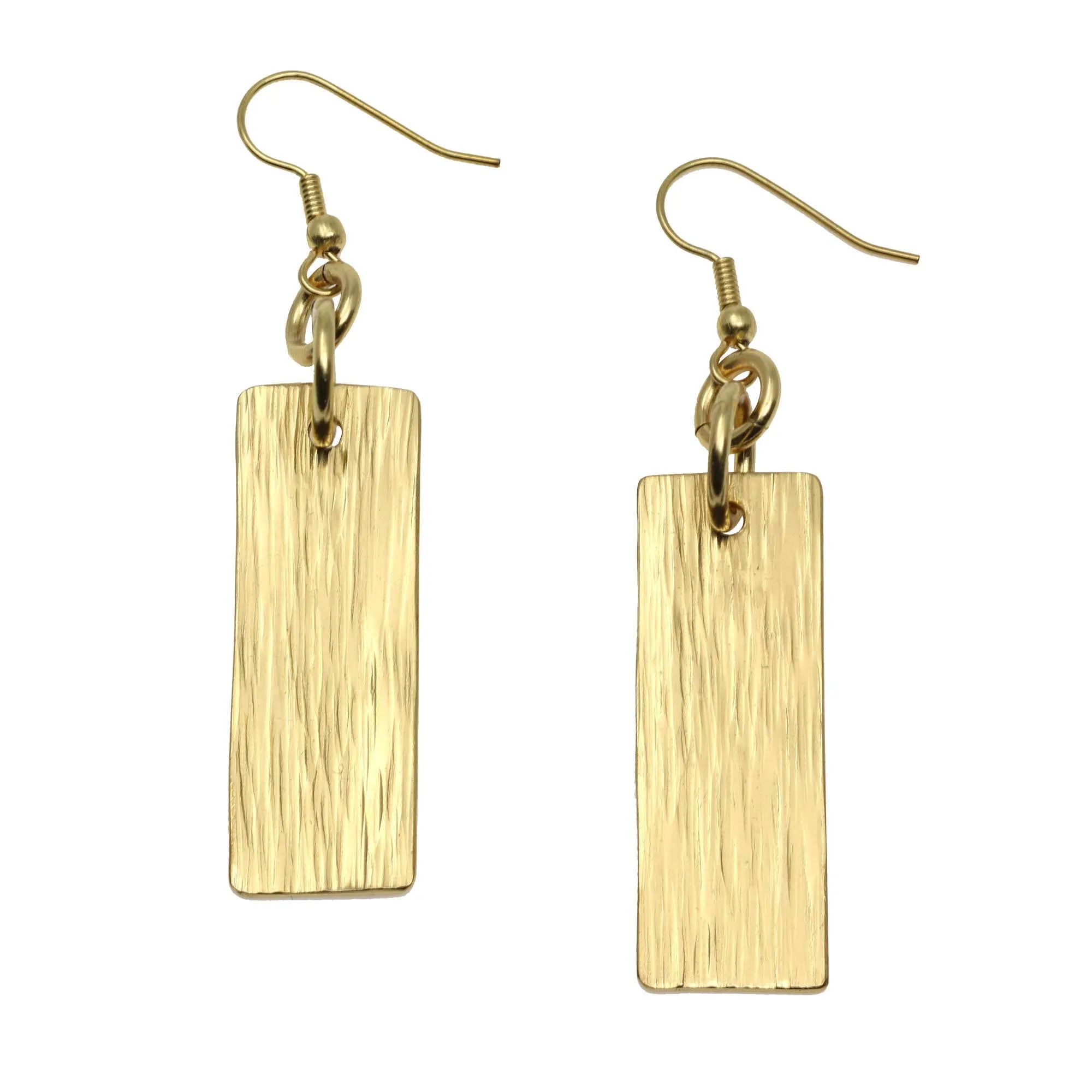 Nu Gold Brass Bark Drop Earrings