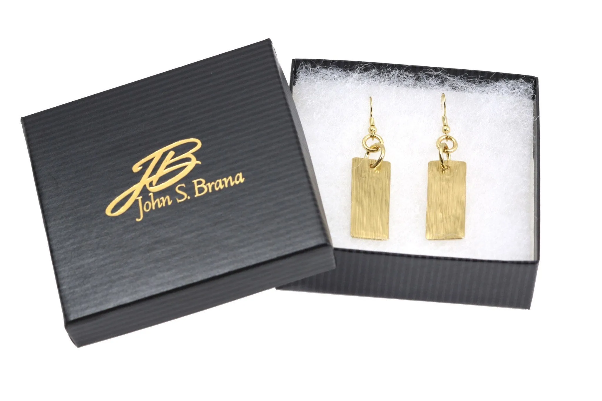 Nu Gold Brass Bark Drop Earrings