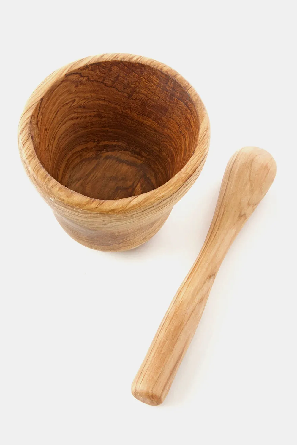 Olive Wood Mortar And Pestle Spice Grinder Set