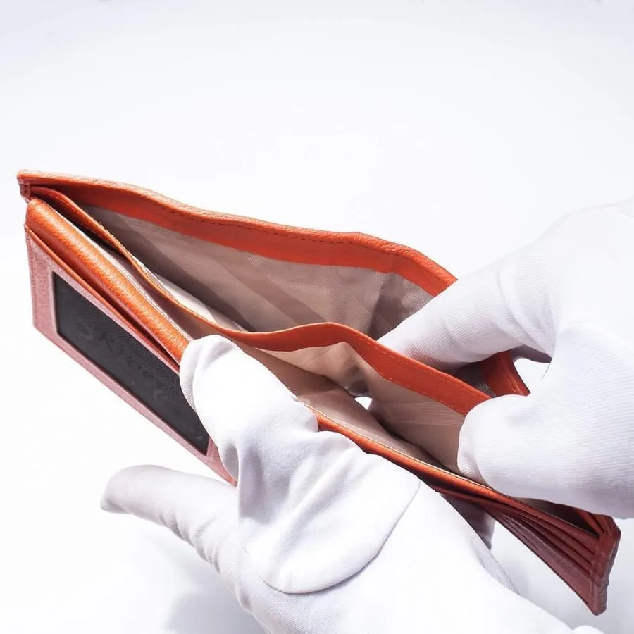 One of A Kind Orange Hornback Crocodile Mens Wallet
