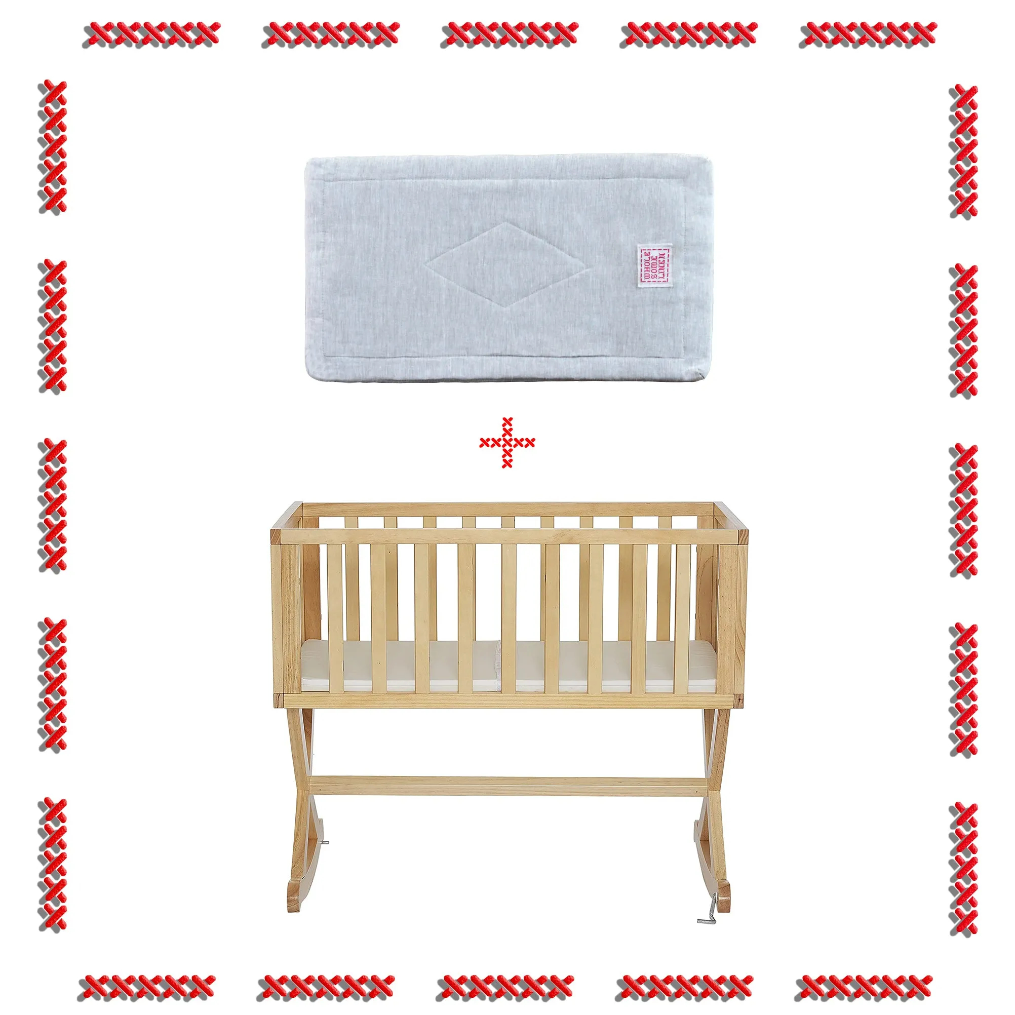 Organic Flax Cradle Mattress Pad 18x36 with Waterproof Zip Cover