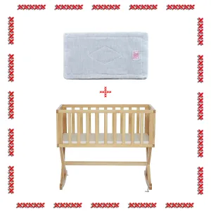 Organic Flax Cradle Mattress Pad 18x36 with Waterproof Zip Cover