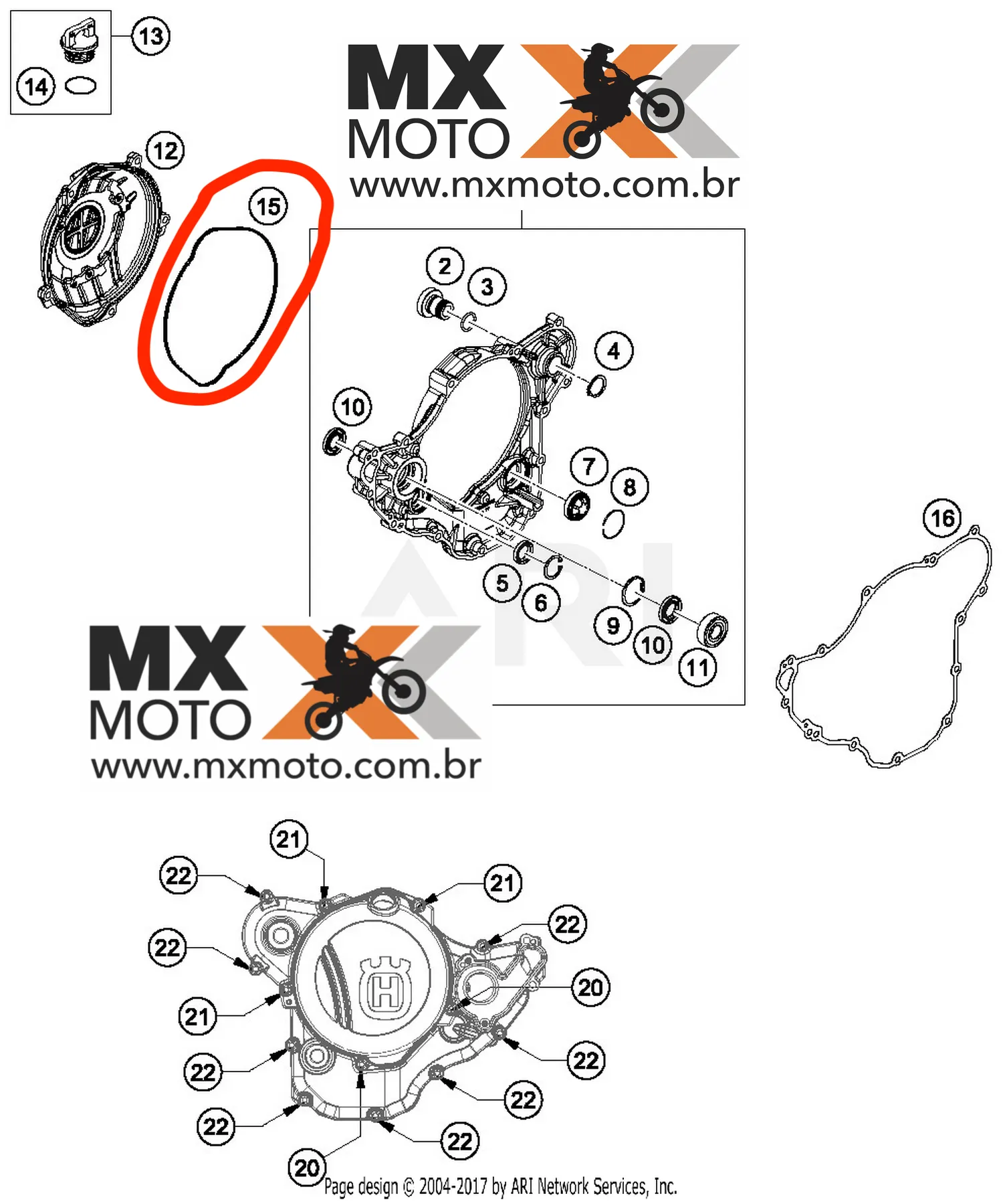 O´ring / Anel da Tampa da Embreagem Original KTM 250/350 4T 17 a 23 - Husqvarna 250/350 4T 17 a 23 - GAS GAS 250/350 21 a 23 - 79230027000