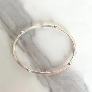 Oval Silver Statement Bangle with Pebble Studs  - Argentium - Nickel Free