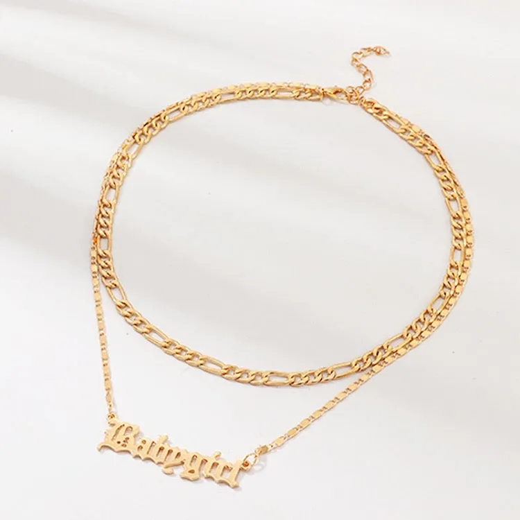 Pack of 2 Gold Plated Layered Heart Lock Babygirl Pendant