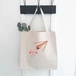 Paper Airplane - Valentine's Day Canvas Tote Bag