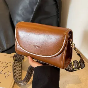 Patterned Strap Leather Crossbody Bag