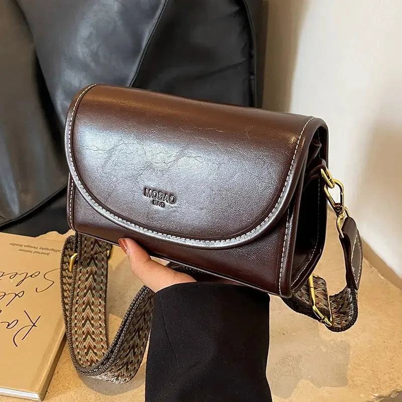 Patterned Strap Leather Crossbody Bag