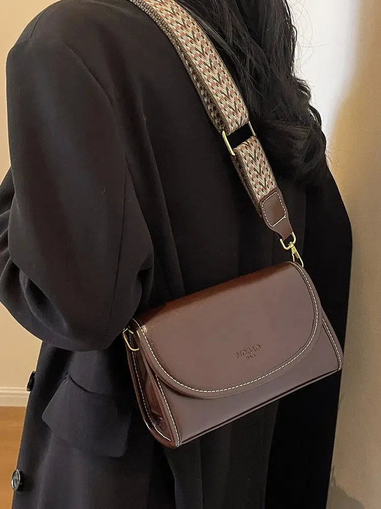 Patterned Strap Leather Crossbody Bag