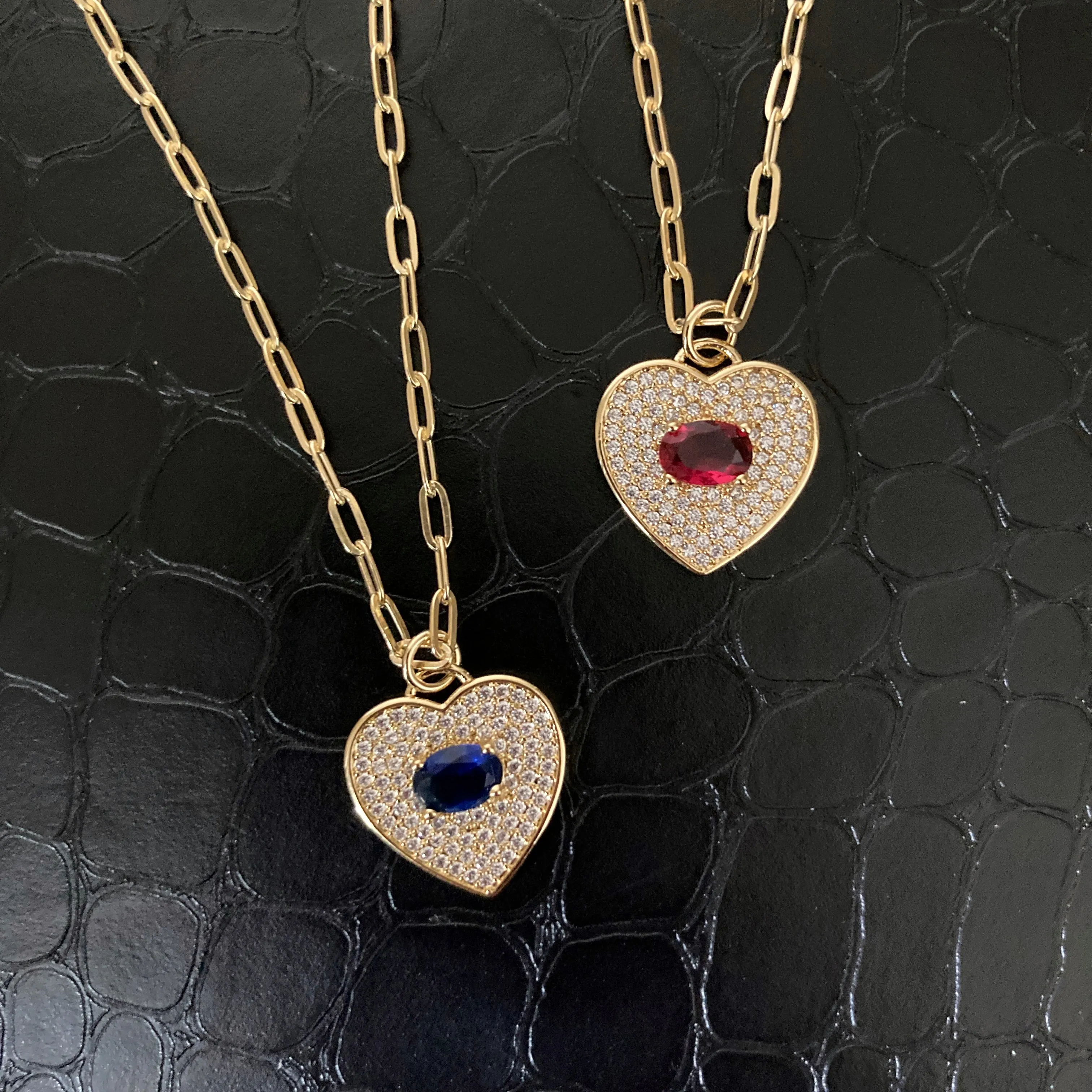 Pave Heart Ruby Necklace