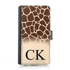 Personalised iPhone Leather Case - Giraffe Skin and Initial