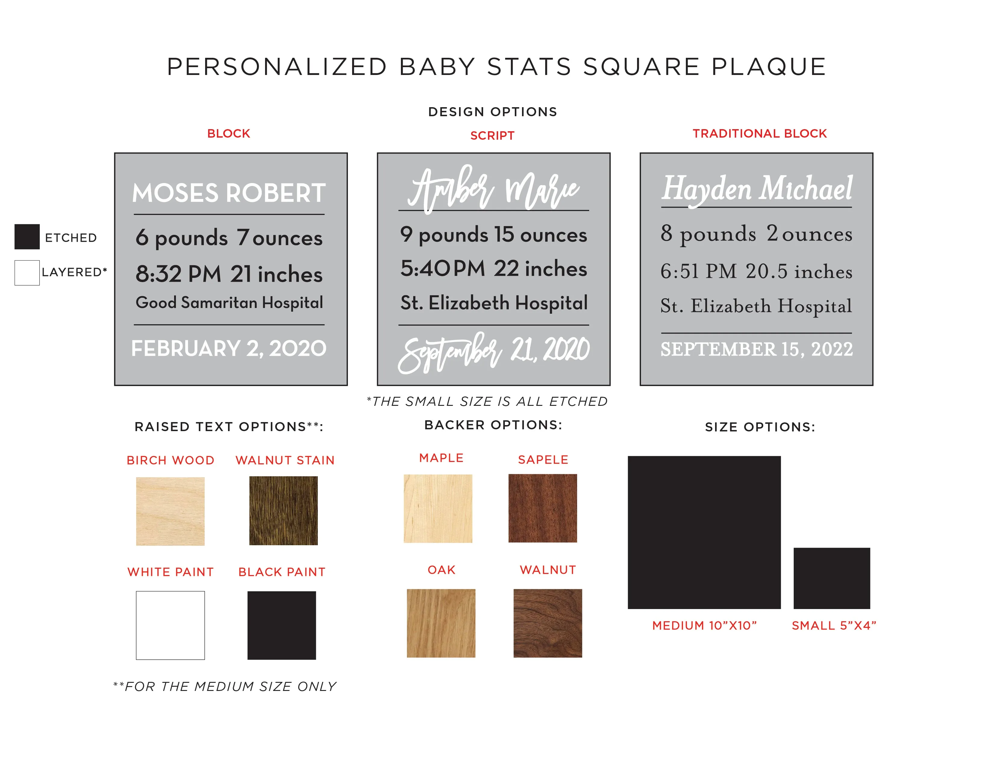 Personalized Baby Stats Square Plaque