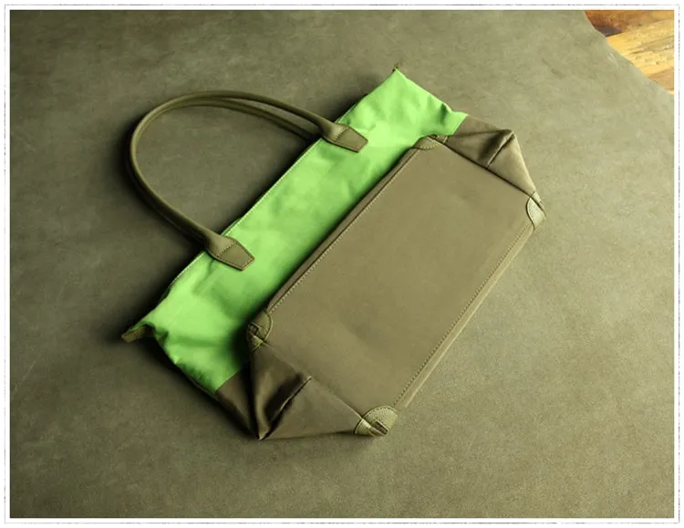 Pink&Khaki Womens Nylon Shoulder Handbag Womens Nylon Contrast Color Pink Shoulder Work Purse Nylon for Ladies
