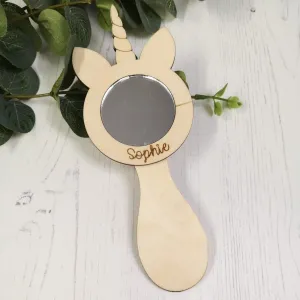 Plywood and Acrylic Mirror - Handheld Unicorn