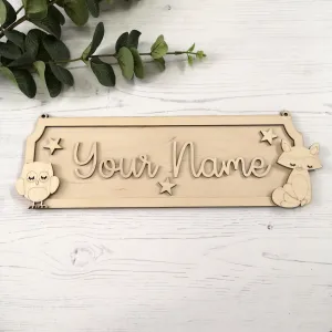 Plywood Personalised Street Sign Kit - Sleepy Fox Owl