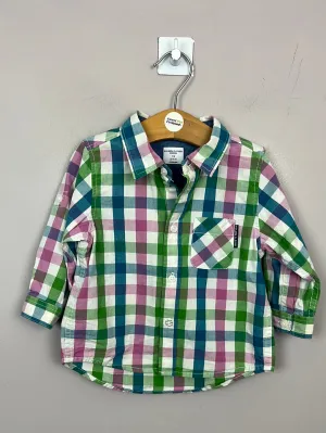 Polarn O. Pyret pink green check shirt 6-9m