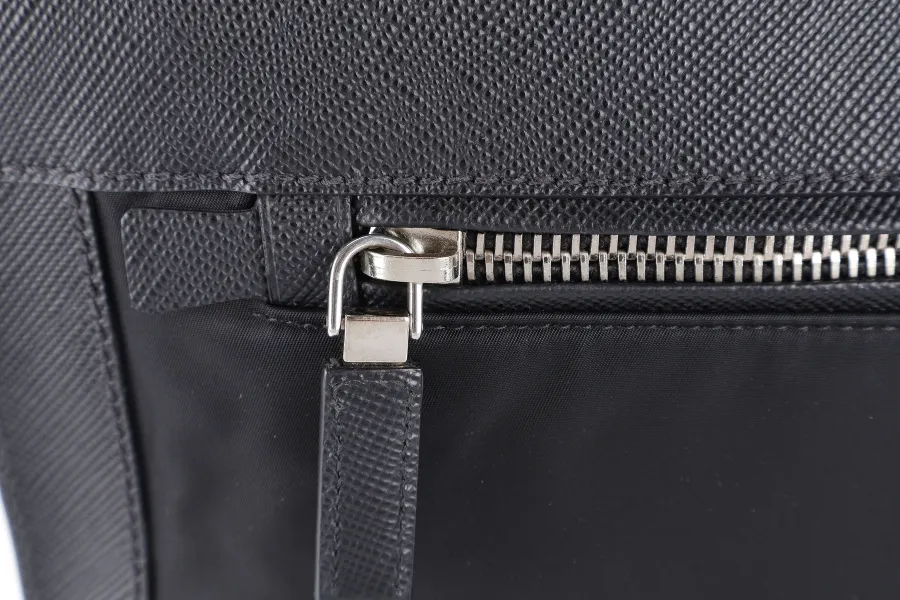 PRADA 2VN089 NERO TESSUTO SAFFIANO CLUTCH BAG SILVER HARDWARE WITH CARD, DUST COVER AND BOX