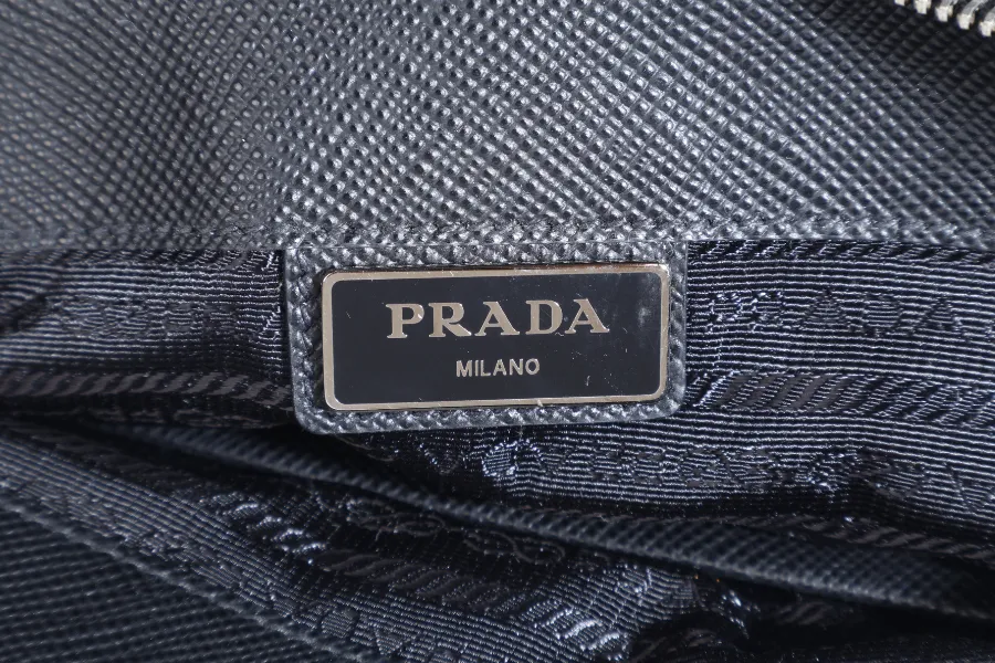 PRADA 2VN089 NERO TESSUTO SAFFIANO CLUTCH BAG SILVER HARDWARE WITH CARD, DUST COVER AND BOX