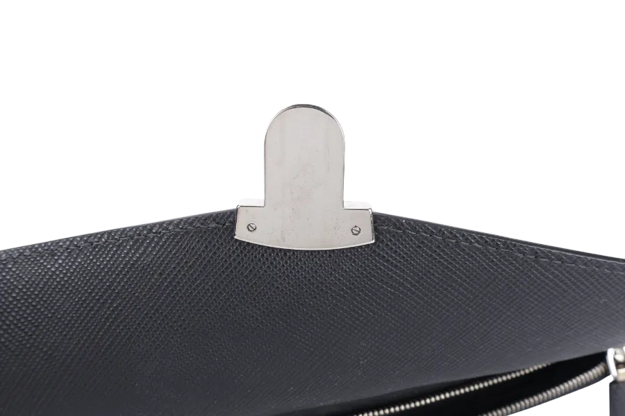 PRADA 2VN089 NERO TESSUTO SAFFIANO CLUTCH BAG SILVER HARDWARE WITH CARD, DUST COVER AND BOX