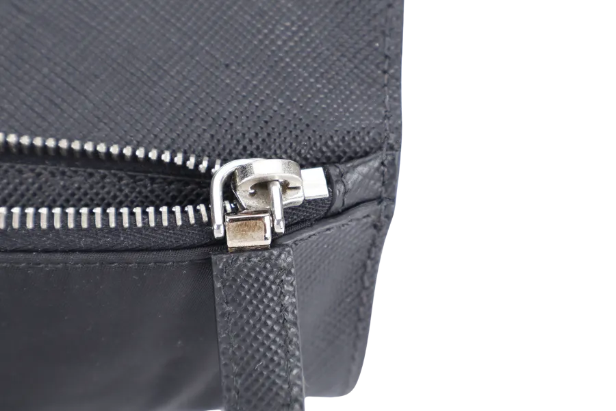 PRADA 2VN089 NERO TESSUTO SAFFIANO CLUTCH BAG SILVER HARDWARE WITH CARD, DUST COVER AND BOX