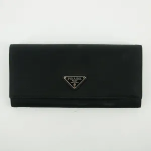 Prada Black Tessuto Nylon Long Wallet  #2641