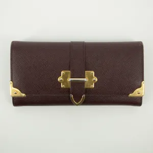 Prada Bordeaux Saffiano Leather Long Wallet #2467