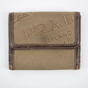 Prada Brown Canvas Leather Compact Wallet #2186