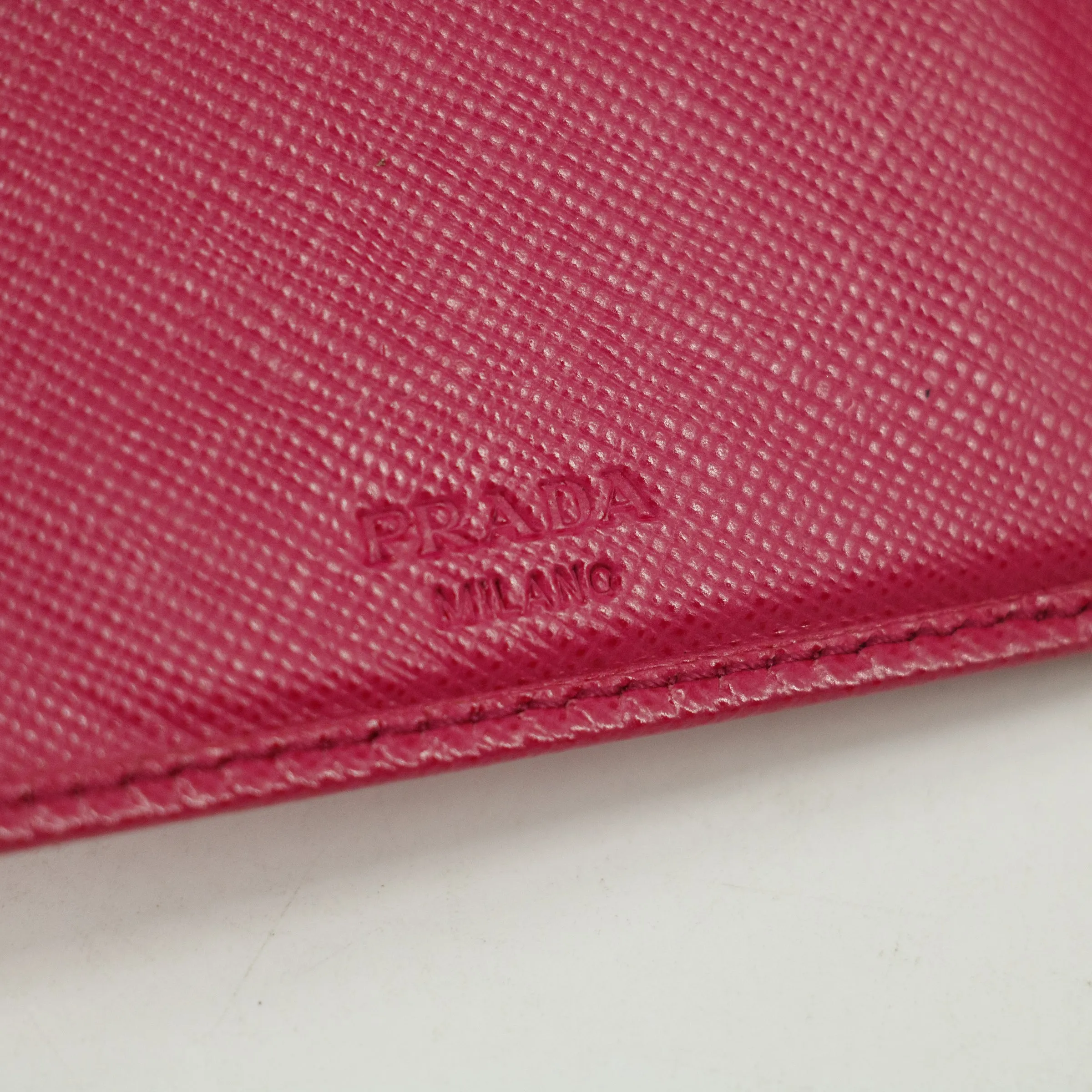 Prada Hot Pink Saffiano Lux Trifold Wallet #3100