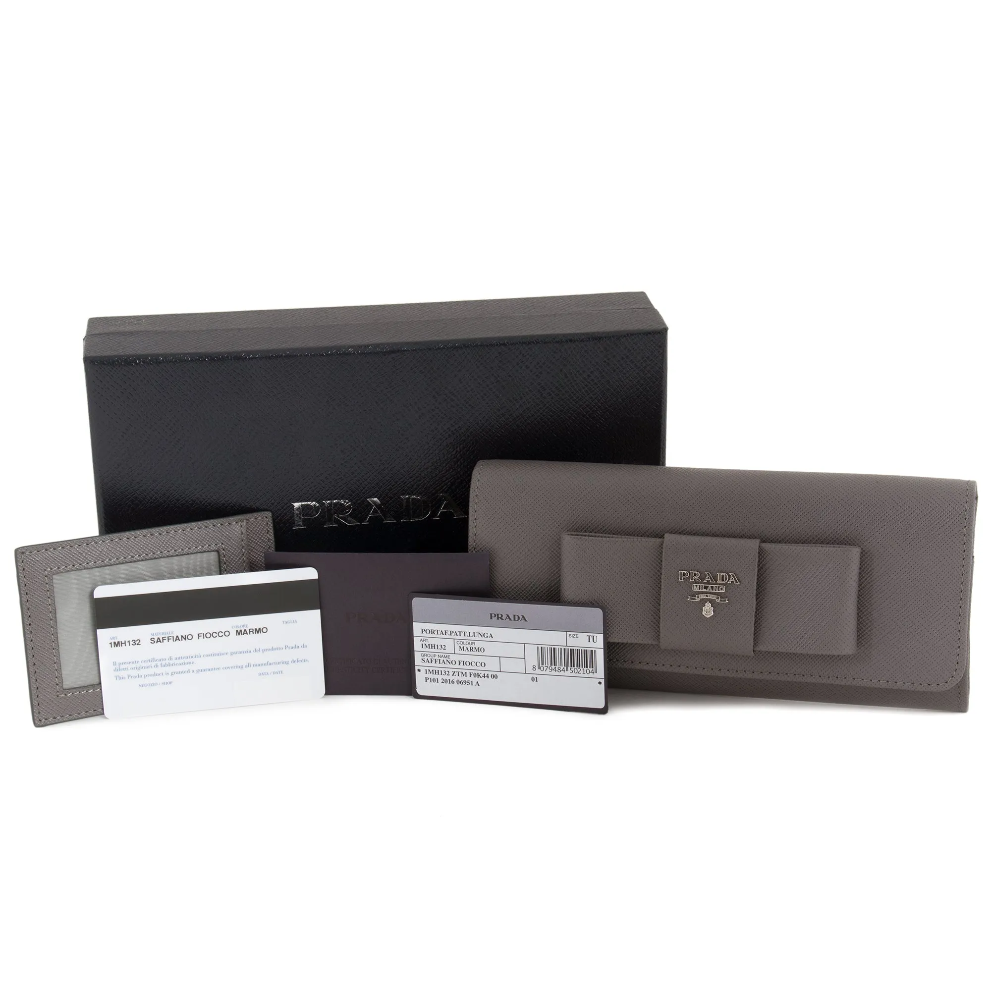 Prada Marble Saffiano Leather Flap Wallet With Bow Detail 1MH132 ZTM F0K44