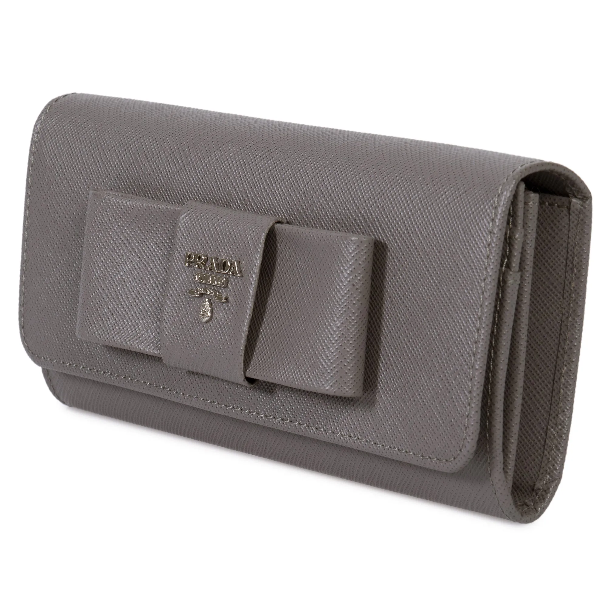 Prada Marble Saffiano Leather Flap Wallet With Bow Detail 1MH132 ZTM F0K44