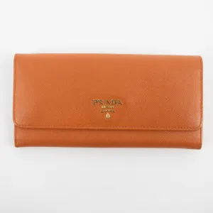 Prada Orange Saffiano Leather Long Wallet  #2270