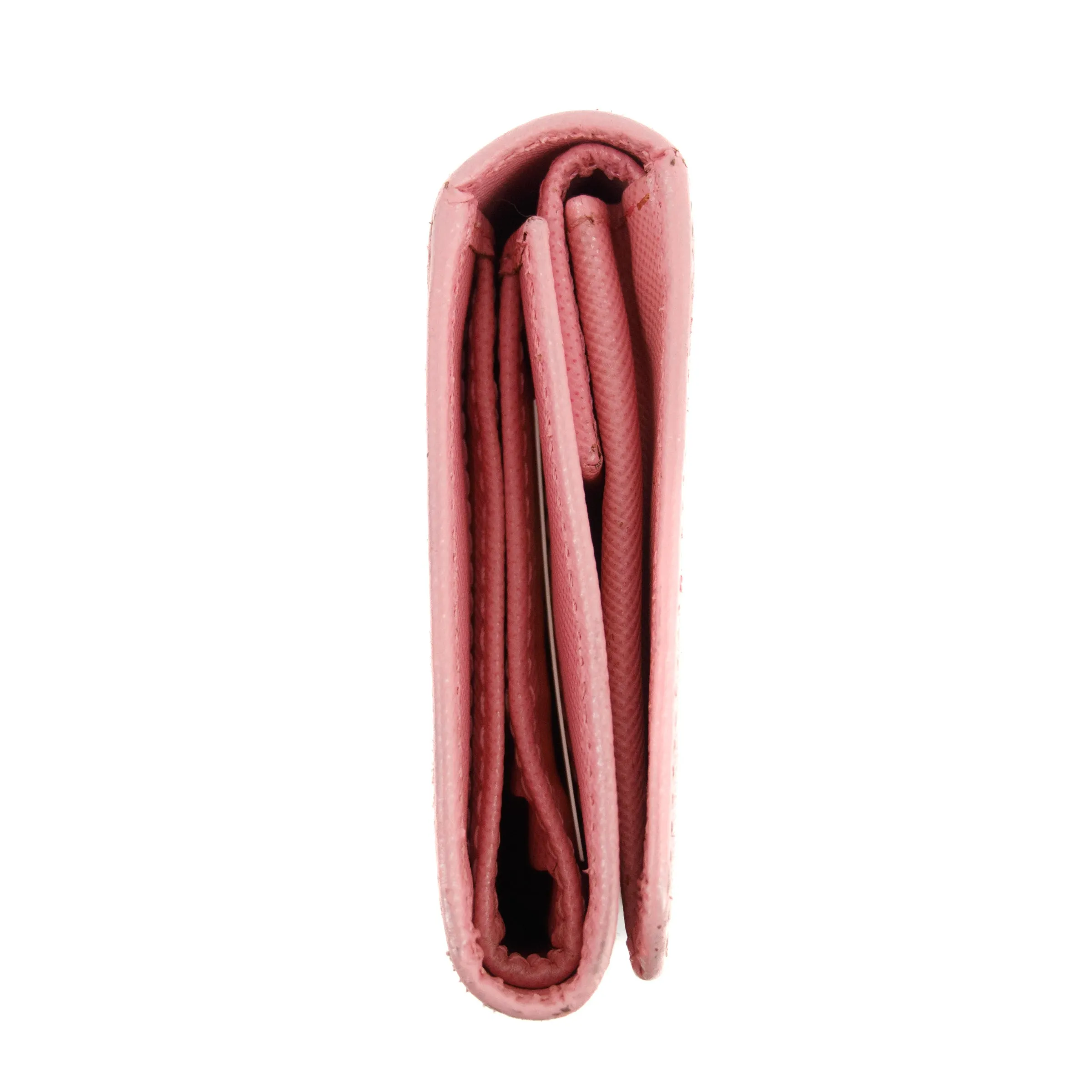 Prada Pink Saffiano Leather Compact Wallet #3010