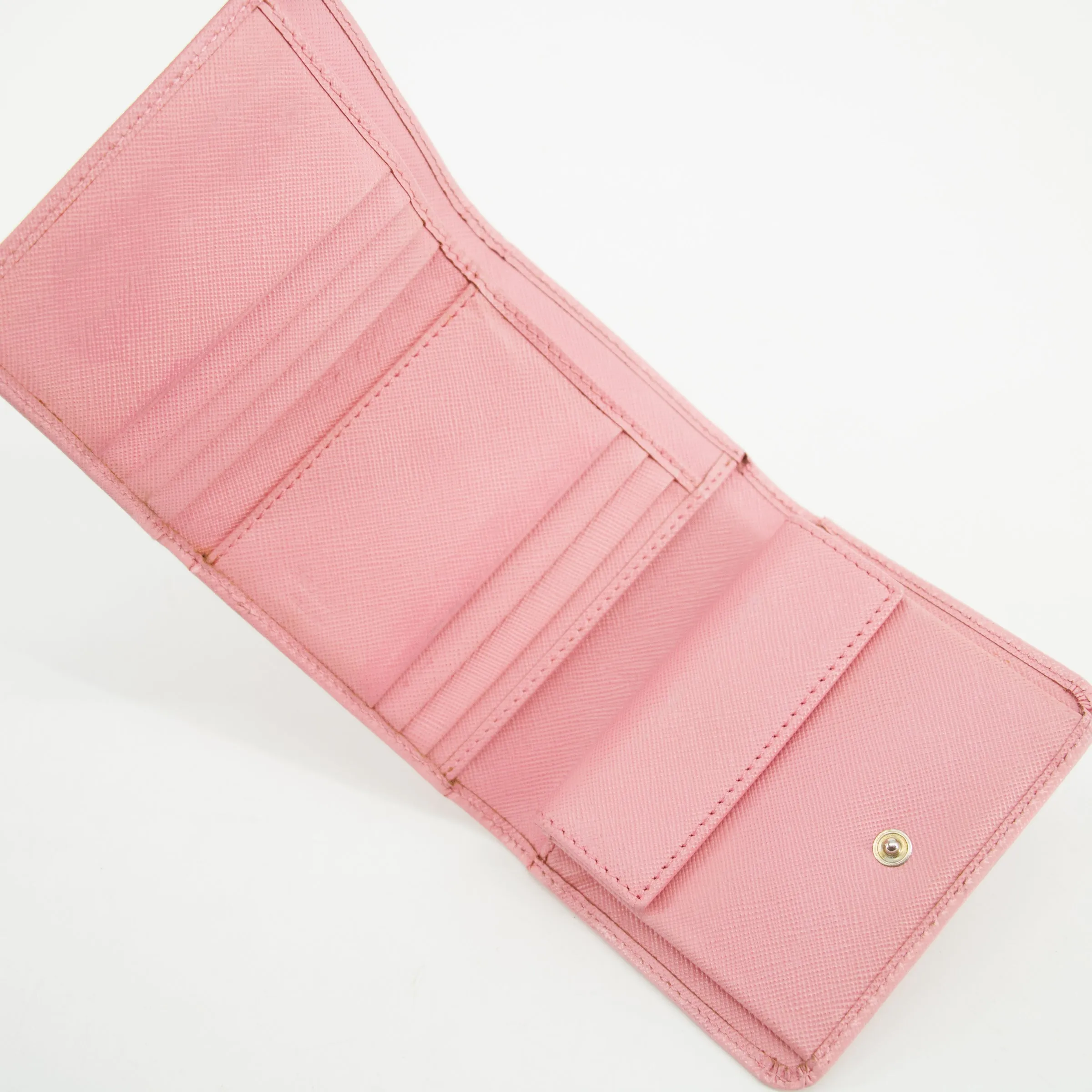 Prada Pink Saffiano Leather Compact Wallet #3010